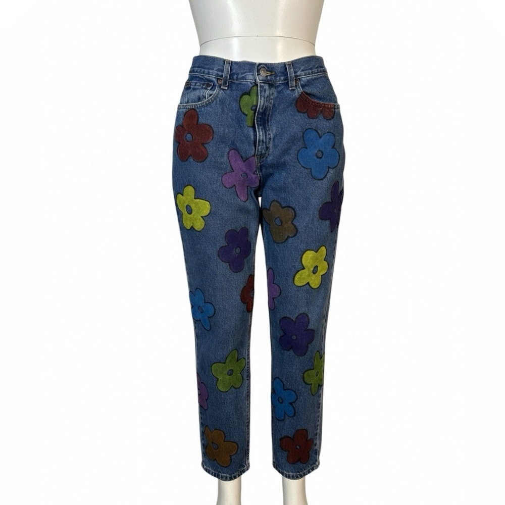 CUSTOM Levi Strauss 10 Woman’s Jeans 550 Floral Pattern